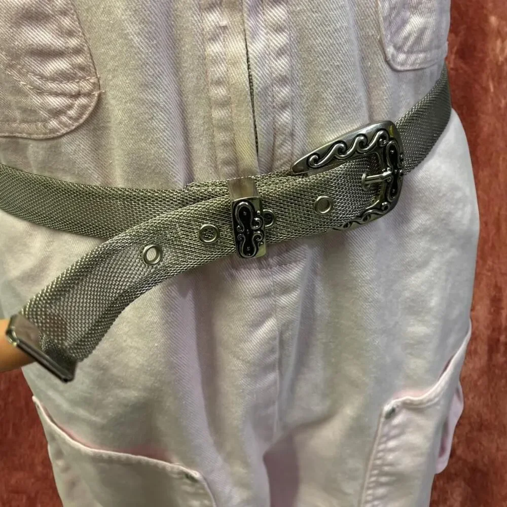 Y2K Festival Rave Cottagecore Western Cowgirl Metal Belt with silver buckle